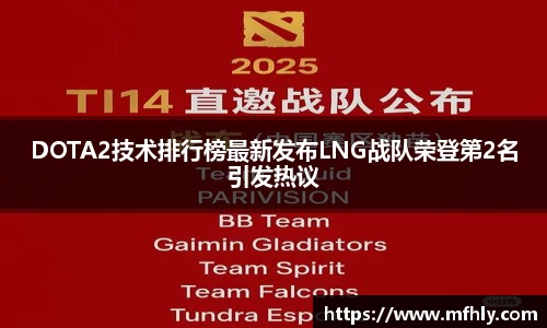 DOTA2技术排行榜最新发布LNG战队荣登第2名引发热议